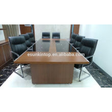 Melamine conference table with glass